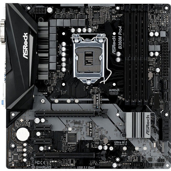 ASRock B360M PRO4 Desktop Motherboard - Socket H4 LGA-1151