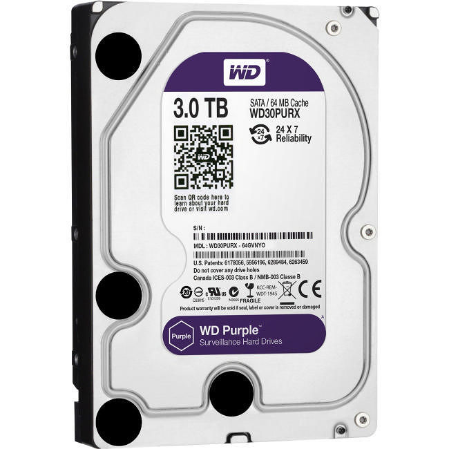 WD Purple 3TB 3.5インチ HDD WD30PURX使用時間1h WD WD30PURX Purple 3 TB Hard Drive - 3.5 - SATA - 64 MB | Exxact