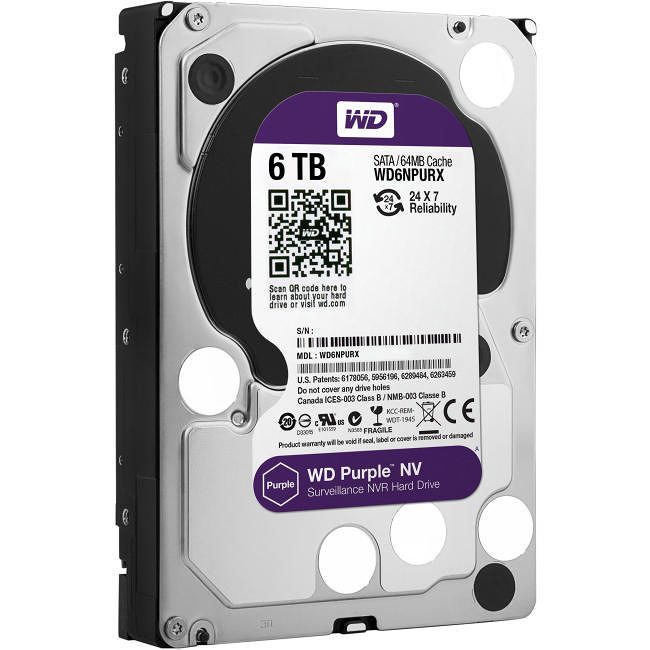 Western Digital Purple NV WD6NPURX HDD Interno 6TB Per Videosorveglianza, 3.5"