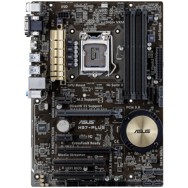 ASUS H97-PLUS Desktop Motherboard - Intel H97 Express Chipset - Socket H3  LGA-1150 - ATX | Exxact